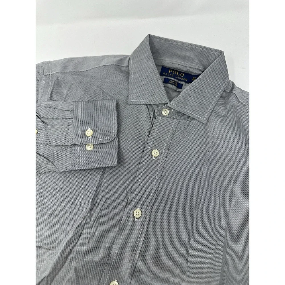 NWT Polo Ralph Lauren Gray Men's Slim Fit Easy Care Sz 16.5 34/35 Shirt X1